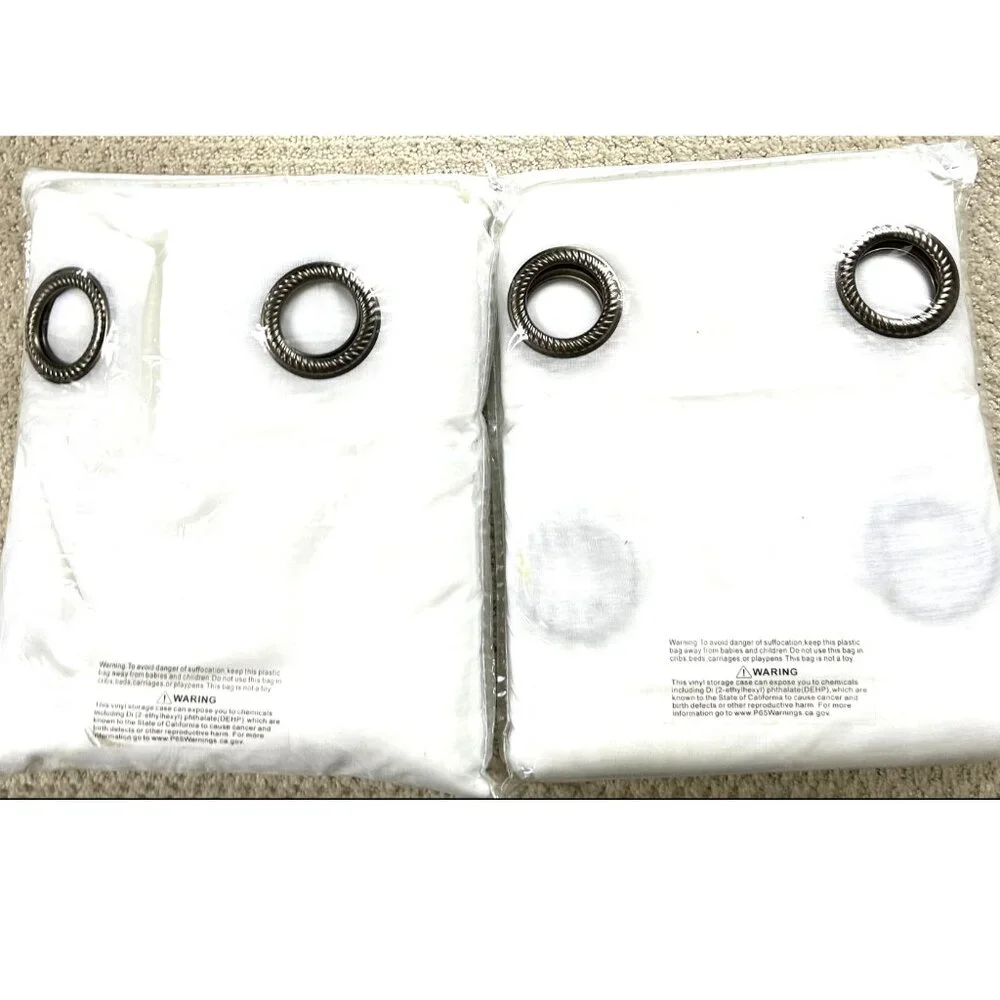 Carina white window curtains linen textured drapes panels with grommets 52
